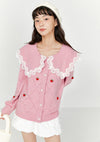 Lapel Strawberry Knit Sweater PL52818