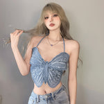 Blue Butterfly Denim Suspenders PL53003