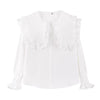 Puff Sleeve Ruffle Collar White Shirt PL53082