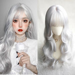 Silver long curly wig PL50703