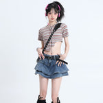 A-line ruffled denim skirt PL53100