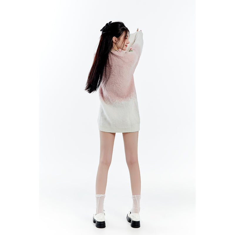 Ombre Pink Cherry Knit Sweater PL52806