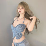 Blue Butterfly Denim Suspenders PL53003