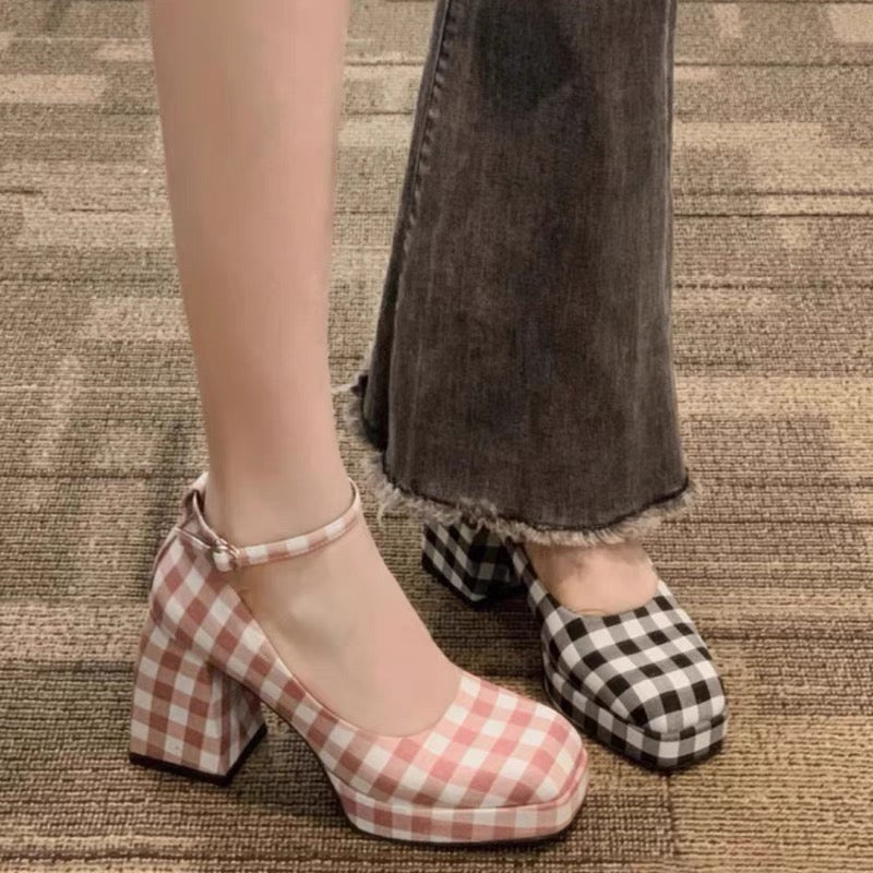 Cute Plaid High Heels PL53061