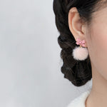 Pink Bow Pom Earrings PL52770