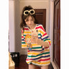 Cute Rainbow Stripe Oversized T-Shirt PL53030