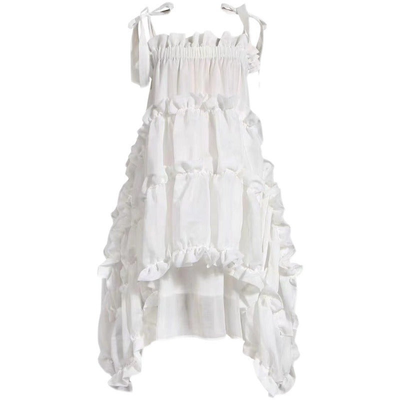 White Suspender Cake Dress PL52940