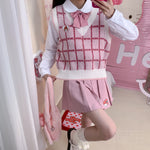 JK Cute Pink Plaid Vest PL52855