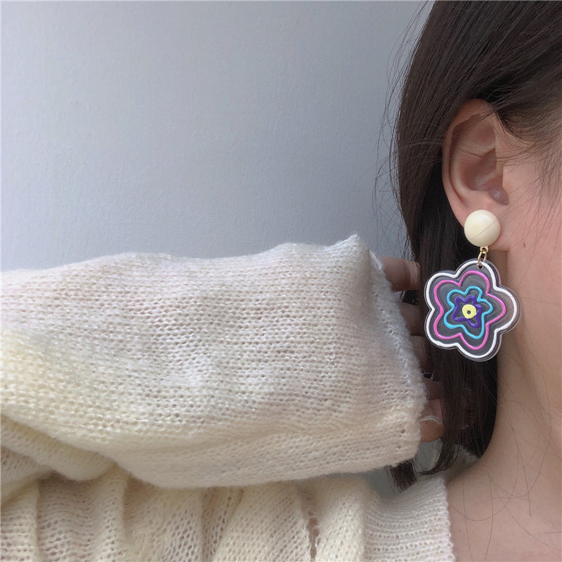 Colored Flower Stud Earrings PL52998