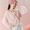 Pink Knitted V-Neck Floral Jacket PL52921