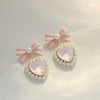 Heart Bow Pearl Earrings PL52956