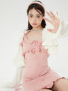 White knitted dress + coat two-piece set PL52887