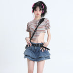 A-line ruffled denim skirt PL53100