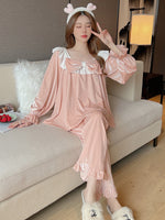 Pink Pleuche Bow Pajamas PL52942