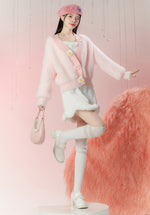 Pink Knitted V-Neck Floral Jacket PL52921