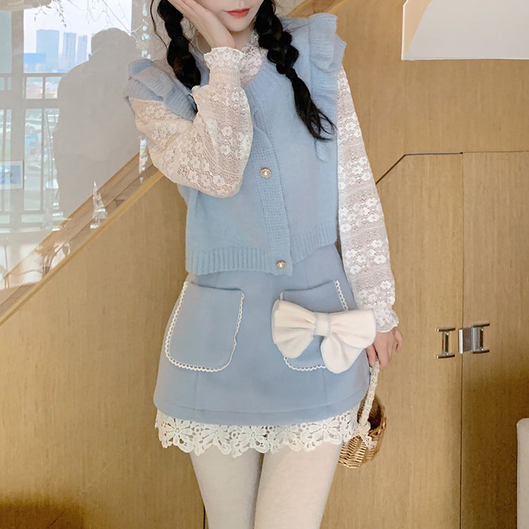 Blue Knit Vest Sweater PL52918