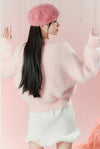 Pink Knitted V-Neck Floral Jacket PL52921