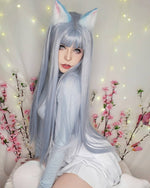 Blue Long Curly Wig PL50093