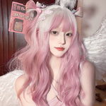 Lolita gradient pink long curly hair wig PL51552