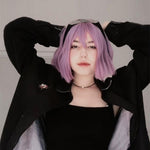 Purple short curly wig PL50504