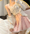 apricot camisole+ pleated skirt+ knitted jacket  PL52221