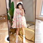 Pink Floral Long Sleeve Dress   PL52493