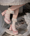 Pink velvet lolita shoes PL52755