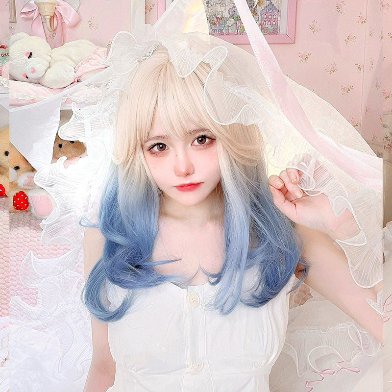 Harajuku gradient long curly wig  PL52414