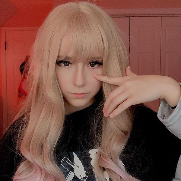 Lolita apricot pink gradient wig PL20259