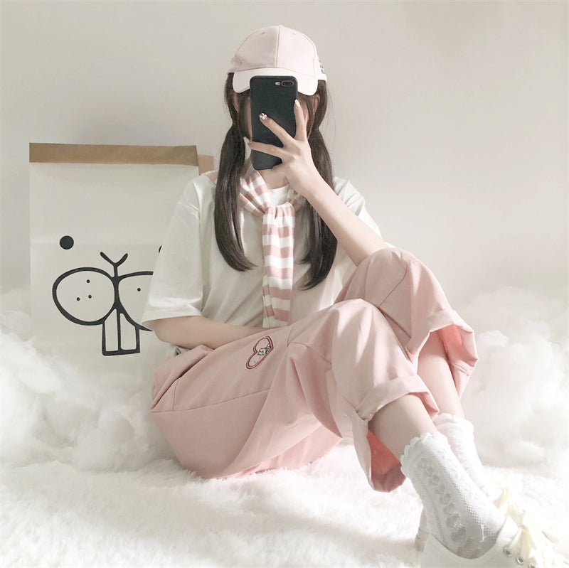 Cute bunny embroidered casual pants  PL52535