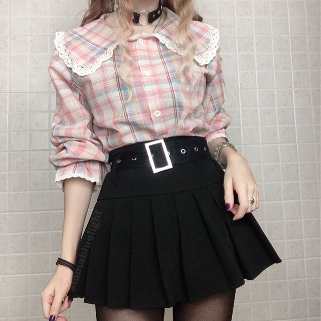 Pastelloves doll collar plaid shirt PL21066