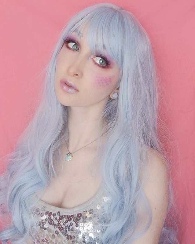 Blue Long Curly Wig PL50093