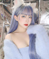 Blue long straight wig PL50622