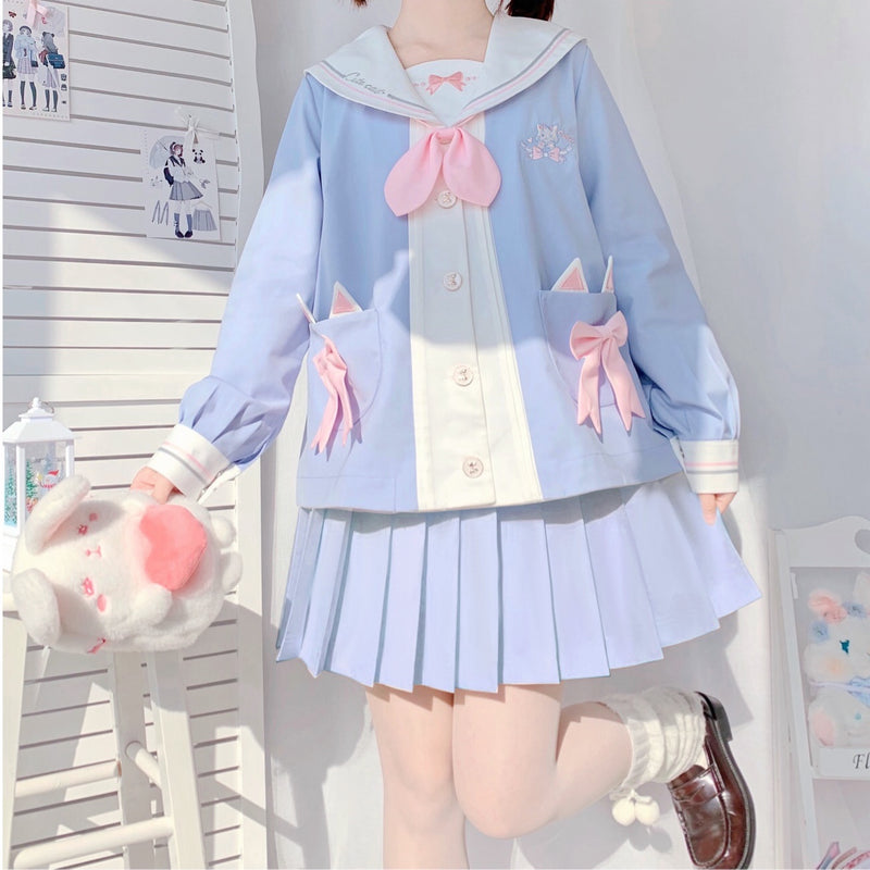 Cute blue uniform set + bag PL51826