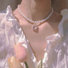 Pink rhinestone pearl clavicle chain PL51831