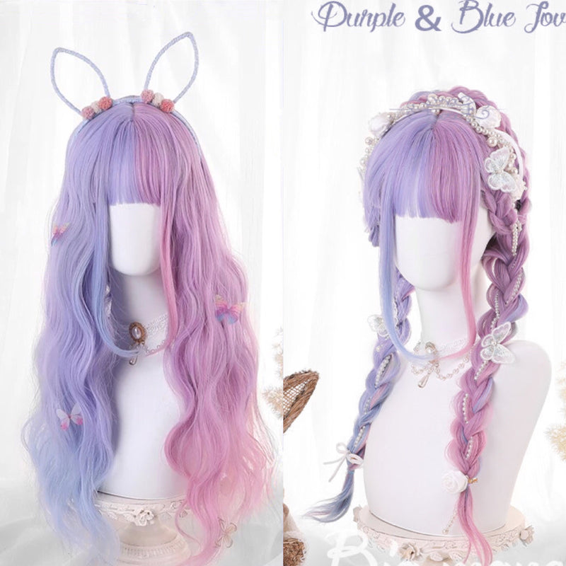 “Purple＆ Blue Love”Long Curly Wig PL51804