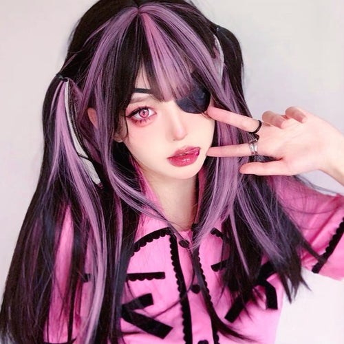 Pink black wig PL51900