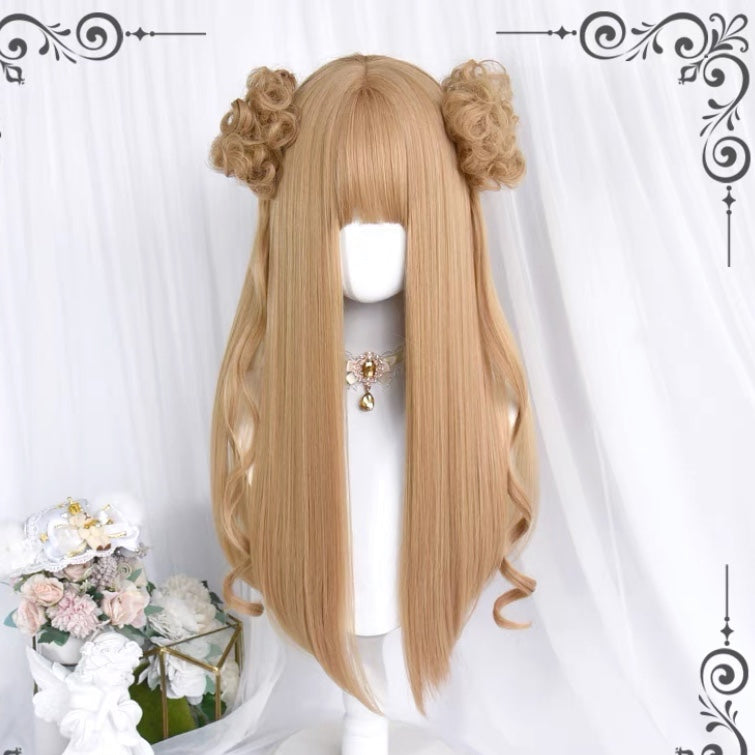 Long straight wig + hair bag PL52049