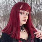 Wine red short straight hair PL20654