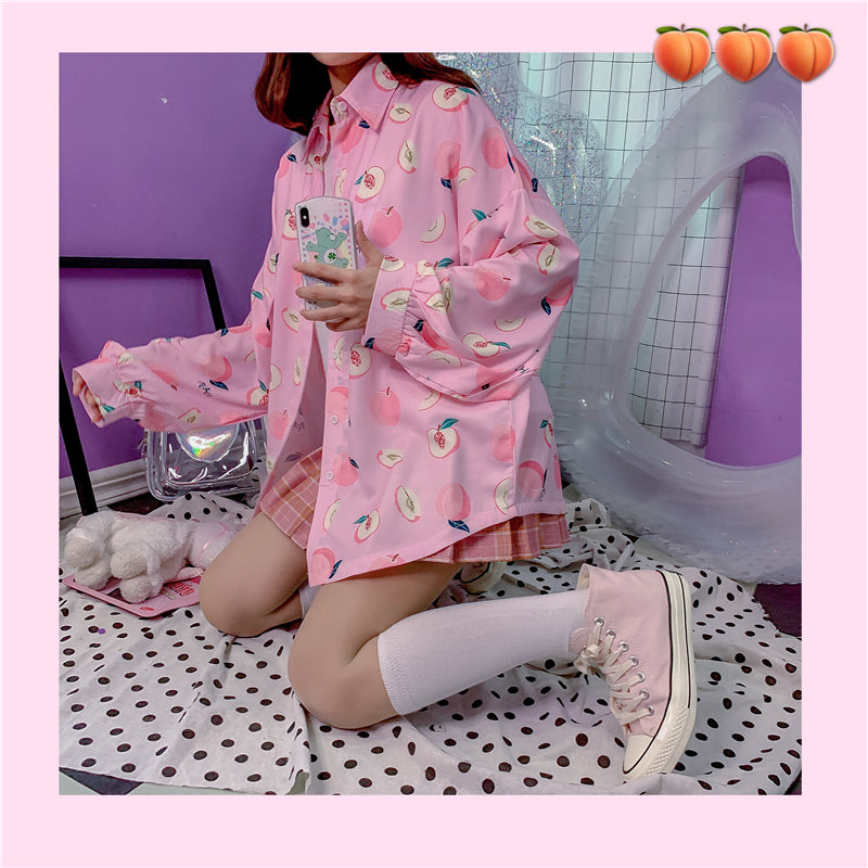 Peach print shirt PL21089