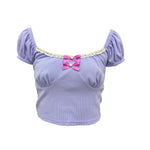 Purple bow short-sleeved T-shirt PL51734