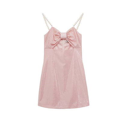 Pink pearl strap dress PL51383