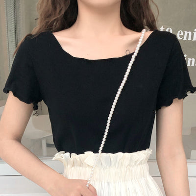 Lace-up backless short-sleeved t-shirt PL20425