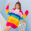 Winter rainbow colorblock cardigan sweater PL20822