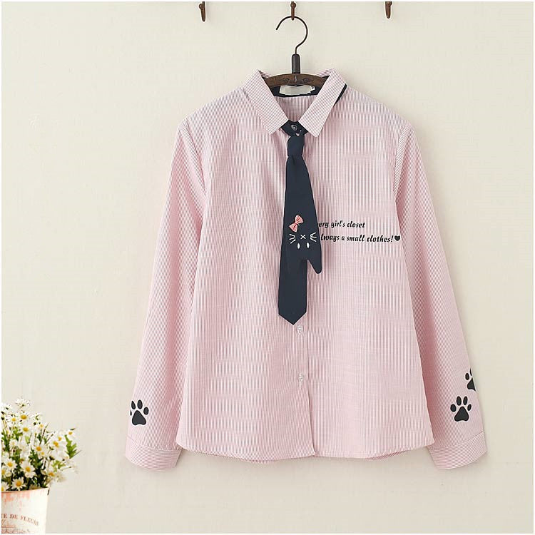 Cat tie long sleeve shirt PL20365