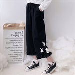 Kawaii black and white series embroidered trousers PL10022