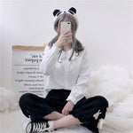 Kawaii black and white series embroidered trousers PL10022