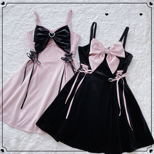 large bow suspender dress  PL52591