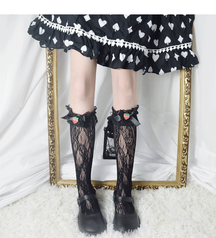 Japanese lace strawberry calf socks PL10145