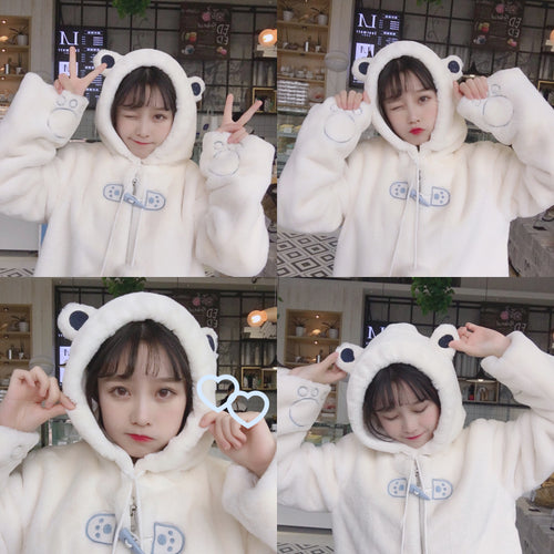 Cute bear ears plush jacket PL51840